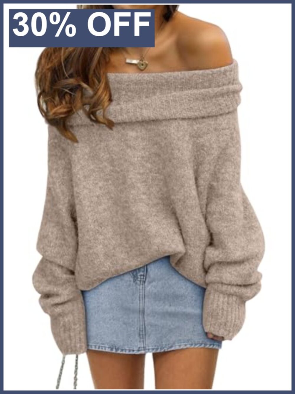 Off The Shoulder Oversized Sweater Batwing Sleeve Pullover Fall Winter Top